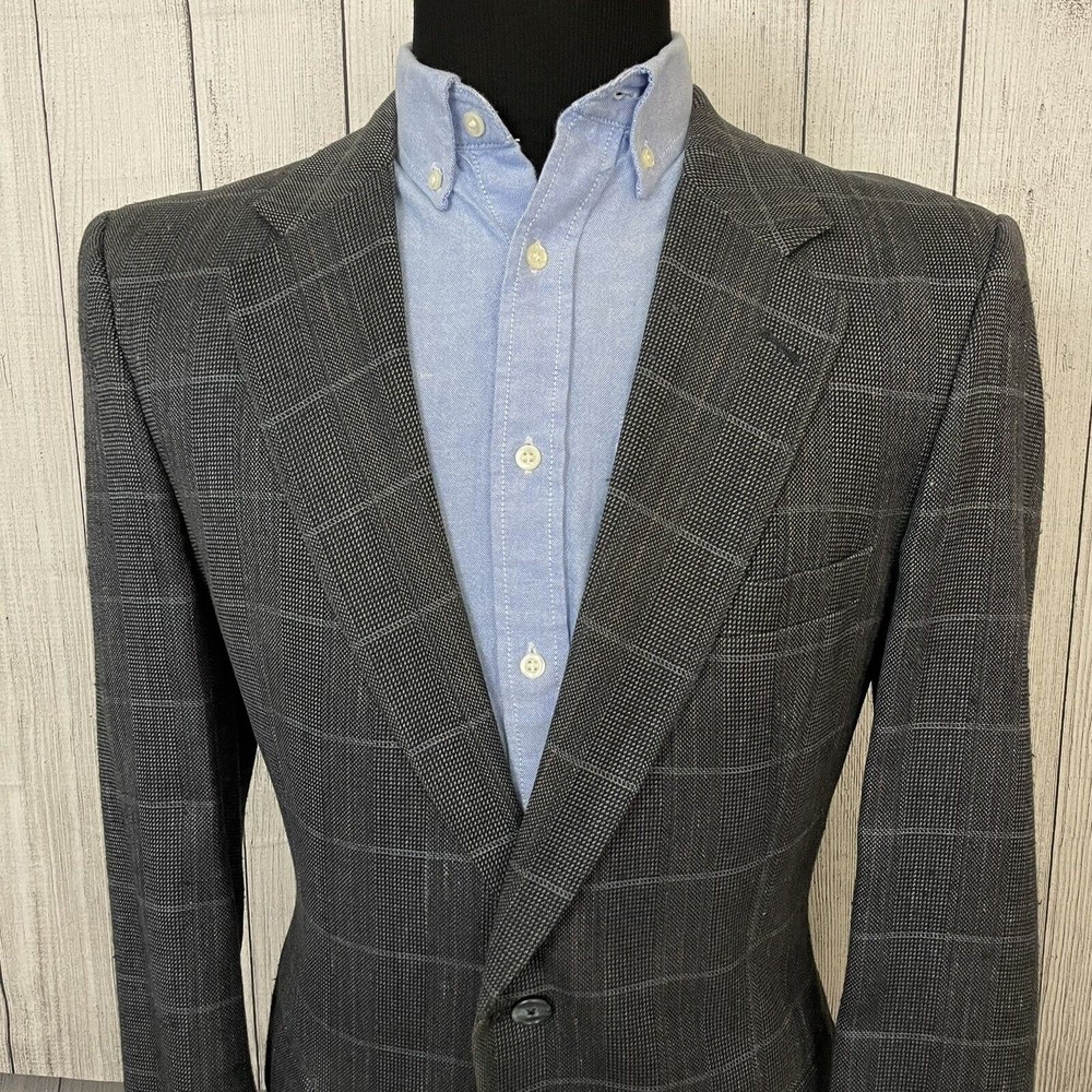 Vintage Burberry 42R Gray Silk & Wool 2-Button Single-Vent Sports Coat Jacket